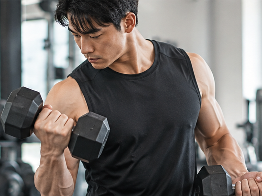 "Woman lifting dumbbells during a strength training workout, building muscle to support weight loss"